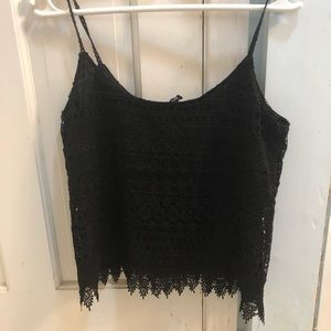 H&M black crochet lace cami tank top